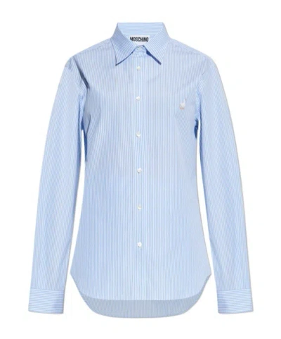 Moschino Striped Shirt In Blue