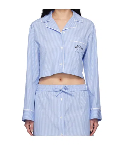 Moschino Striped Shirt In Blue