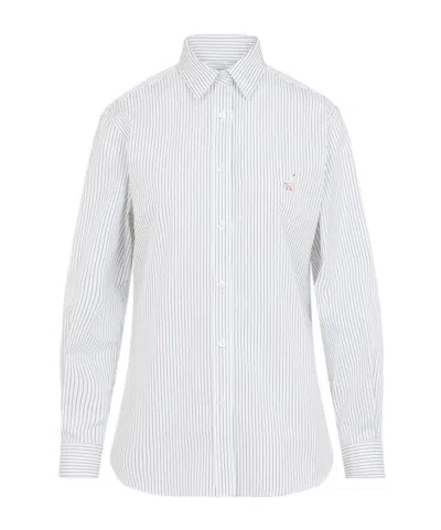 Moschino Striped Embroidered-goose Shirt In White
