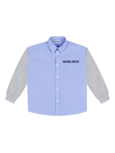 Moschino Kids' Striped Shirt In Blue