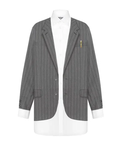 Moschino Striped Shirt In Gray