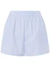 Moschino Light Blue Striped Elegant And Refined Women's Cotton Pants In Blue