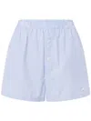 Moschino Light Blue Striped Elegant And Refined Women's Cotton Pants In Blue