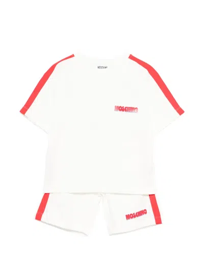 Moschino Kids' Striped Shorts Set In White
