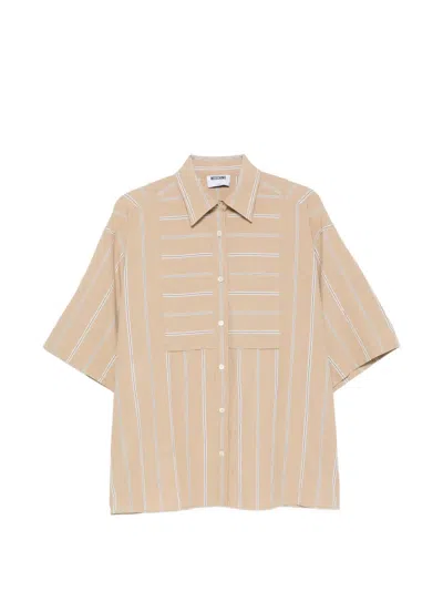 Moschino Striped Short-sleeve Shirt In Neutral