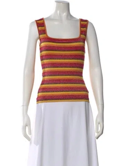 Pre-owned Moschino Striped Square Neckline Top In Black