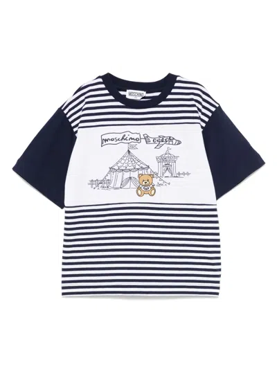 Moschino Kids' Striped T-shirt In White