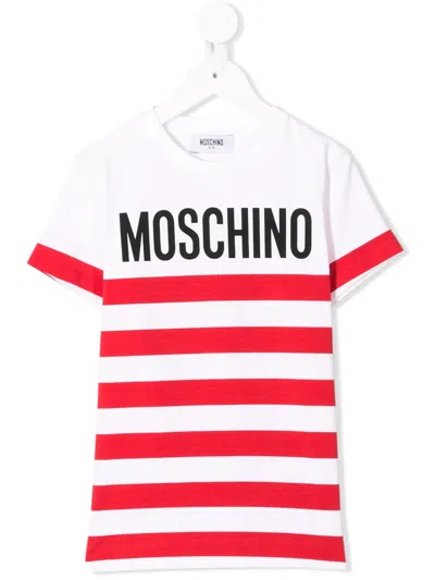 Moschino Kids' Striped T-shirt In White