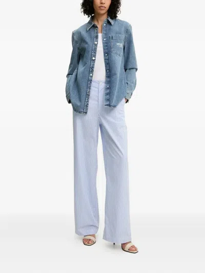 Moschino Striped Trousers In Blue