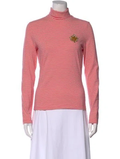 Pre-owned Moschino Striped Turtleneck Top In Pink