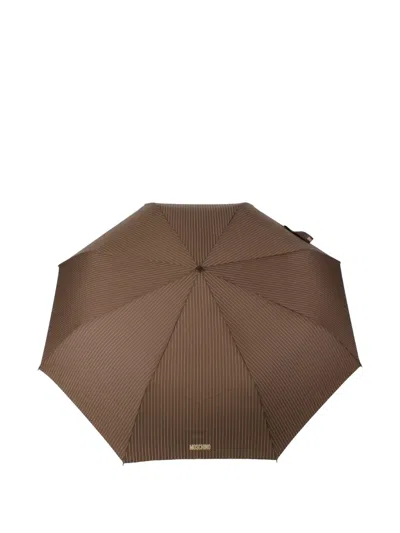Moschino Striped Umbrella In Brown