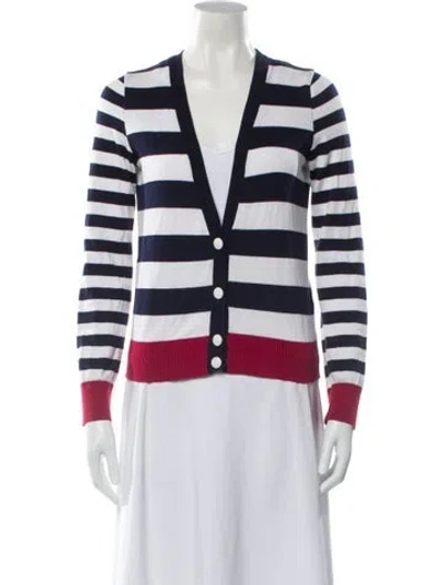 Pre-owned Moschino Striped V-neck Sweater In Blue