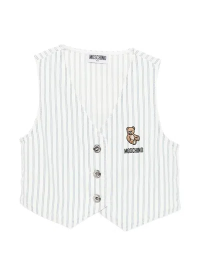 Moschino Kids' Striped Waistcoat In White