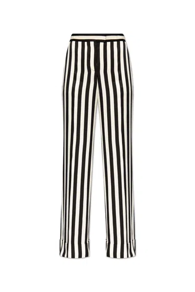 Moschino Striped Wide-leg Trousers In Black