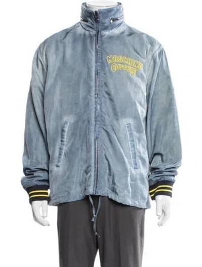 Pre-owned Moschino Striped Windbreaker In Blue