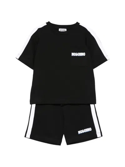 Moschino Kids' Stripe-detail Shorts And T-shirt Set In Black