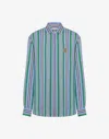 Moschino Teddy Bear-appliqué Striped Shirt In Azure