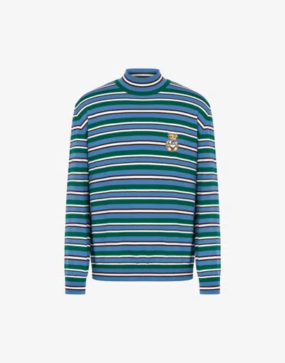 Moschino Striped Virgin-wool Jumper In Savoy Blue