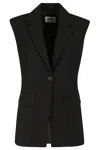 Moschino High Waist Flared Pants With Embroidered Detail In Black