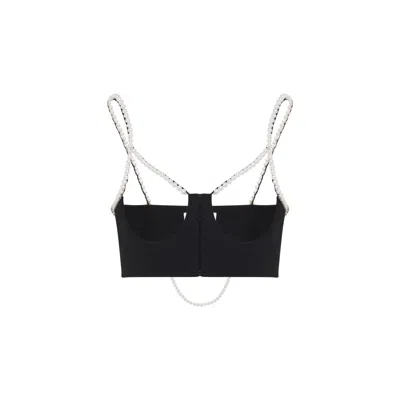 MOSCHINO MOSCHINO STRUCTURED BLACK TOP WITH PEARL STRAPS