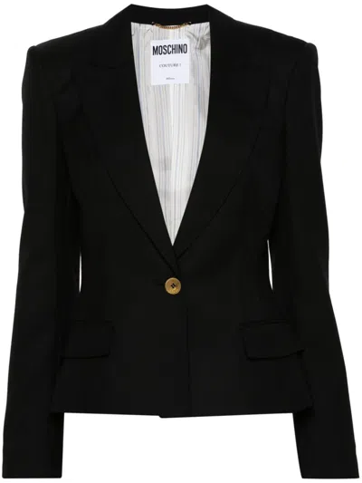 Moschino Structured Black Virgin Wool Gabardine Blazer
