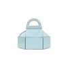 Moschino Structured Blue Leather Handbag With Silhouette In Blue