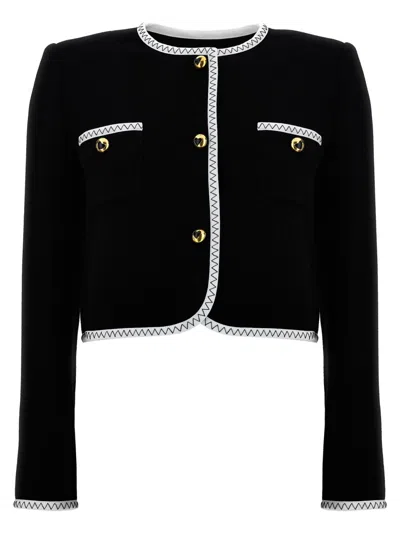 Moschino Grosgrain-trim Viscose Blend Jacket In Black