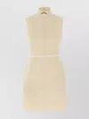 Moschino Structured Sleeveless Dress Belted At Waist In Burgundy