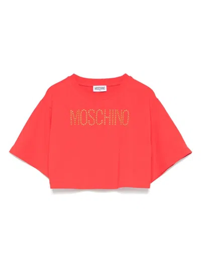 Moschino Kids' Stud-embellishment T-shirt In Orange