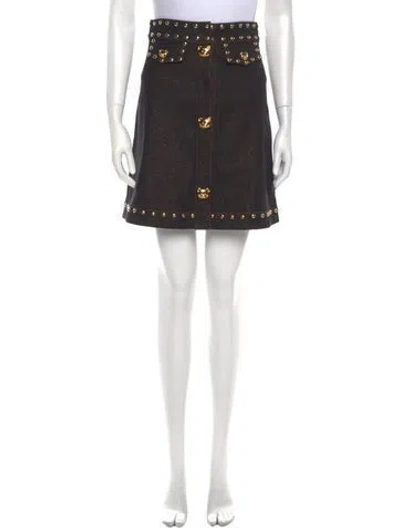 Pre-owned Moschino Studded Accents Knee-length Skirt In Black