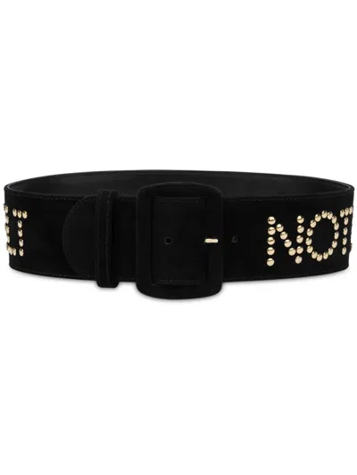 Moschino Studded Buckled Belt In Black