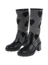 Moschino Studded Heart-pattern Boots In Multi