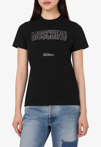MOSCHINO STUDDED LOGO T-SHIRT