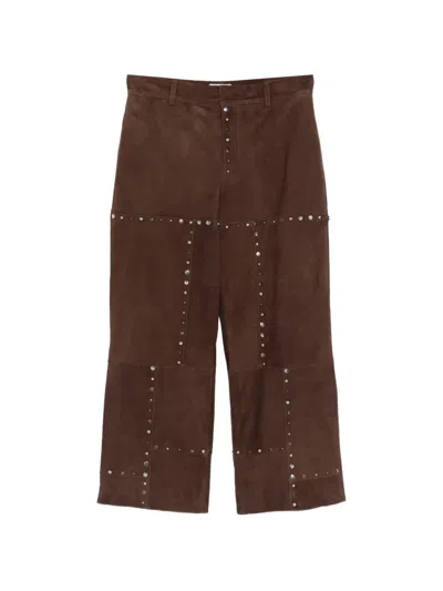Moschino Studded Panel Trousers In Brown