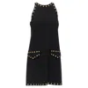 Moschino Studded Pocket Flaps Sleeveless Dress In Black