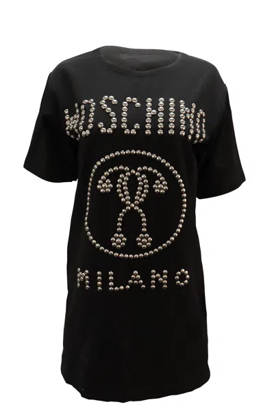 Moschino Studded Shirt Dress In Black Viscose