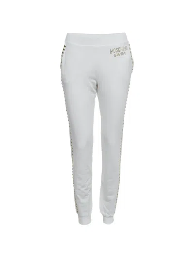 Pre-owned Moschino Studded Track Pants In White