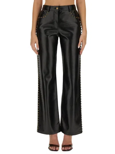 Moschino Stud-detail Mid-rise Trousers In Black