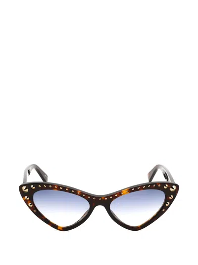 Moschino Stud-embellished Cat-eye Sunglasses In Brown