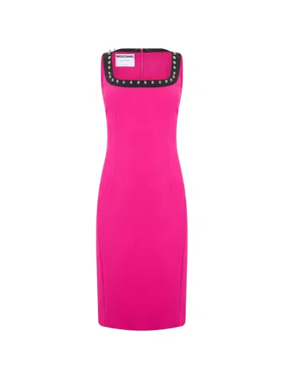 Moschino Stud-embellished Sleeveless Midi Dress In Pink
