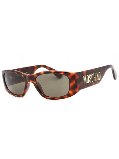 Moschino Stylish Rectangular Women's Sunglasses In Brown