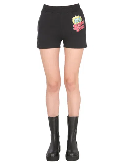 Moschino Stylish Sweat Shorts With Elastic Waist In Black