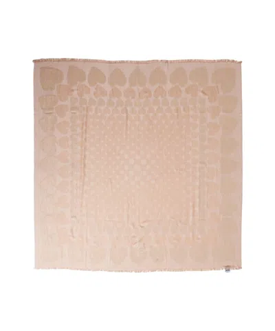 Moschino Subtle Woven Scarf With Fringed Edges In Gold