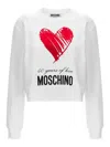Moschino Cotton Jersey Printed Logo Sweatshirt In White