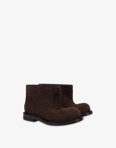 Moschino Suede Ankle Boots In Brown