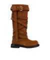Moschino Suede Biker Boots In Brown