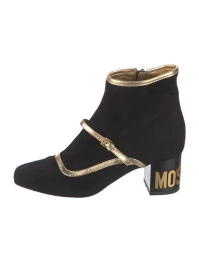 Pre-owned Moschino Suede Boots In Black/gold