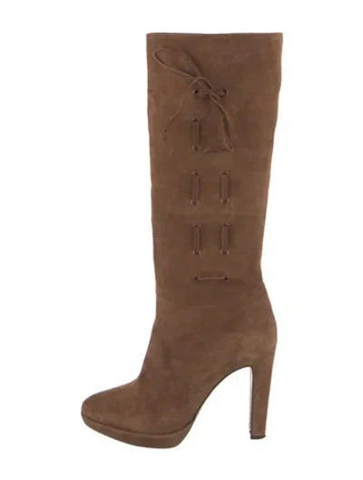 Pre-owned Moschino Suede Boots In Brown