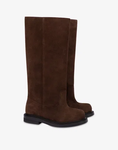 Moschino Suede Boots Olivia In Brown