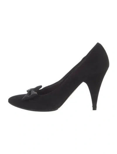 Pre-owned Moschino Suede Bow Accents Pumps In Black